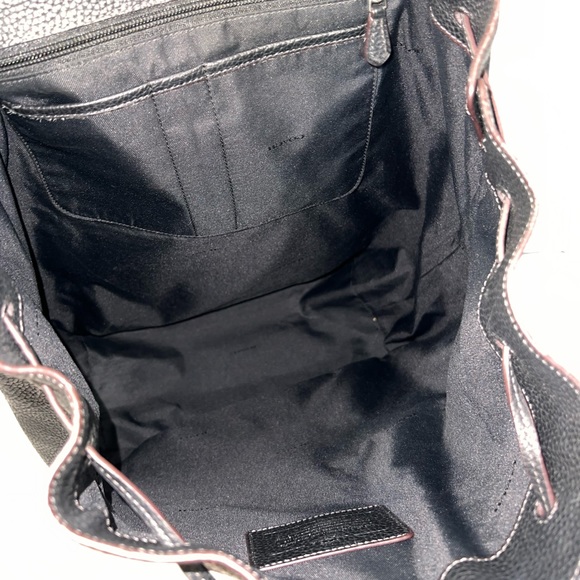 COACH Black Leather Drawstring Buckle XL Backpack Bag E1593 72005 - Picture 14 of 16